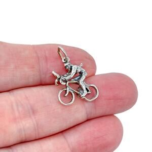 Estate Sterling Silver 925 Female Cyclist Bicycle Charm